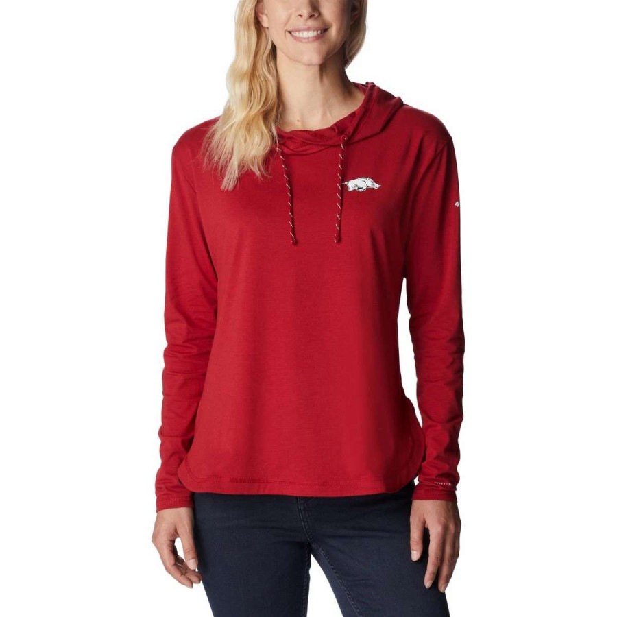 Womens * | Columbia Women'S Collegiate Sun Trek Hooded Pullover Arkansas Red Velvet