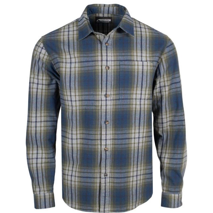 Mens * | Mountain Khakis Mountain Khaki Hideout Flannel Shirt Relaxed Fit Faded Indigo