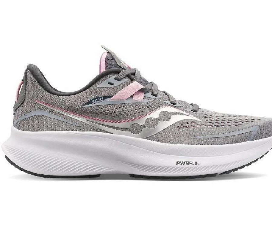 Running * | Saucony Women'S Ride 15 (Wide) Alloy/Quartz