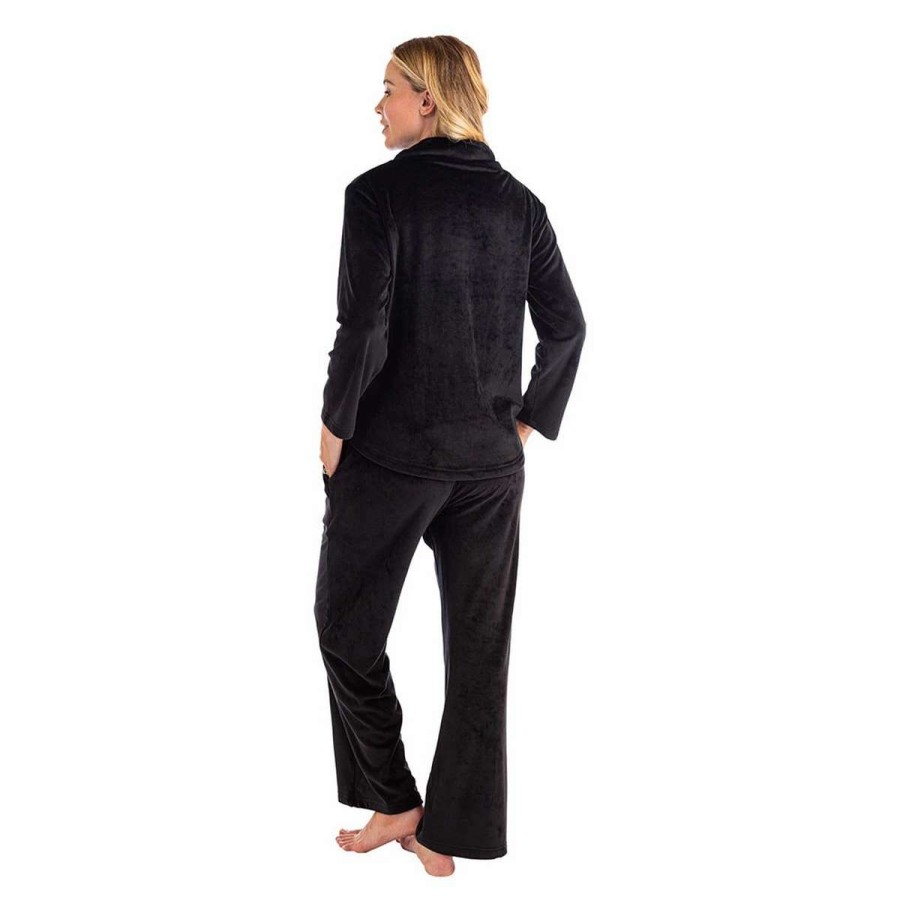 Womens * | Softies Feather Velour Funnel Neck Lounge Set Black