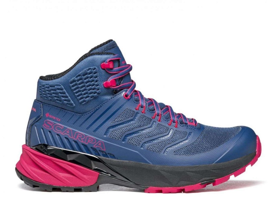 Running * | Scarpa North America Scarpa Rush Mid Gtx Womens Hiking Boot Blue-Fuxia