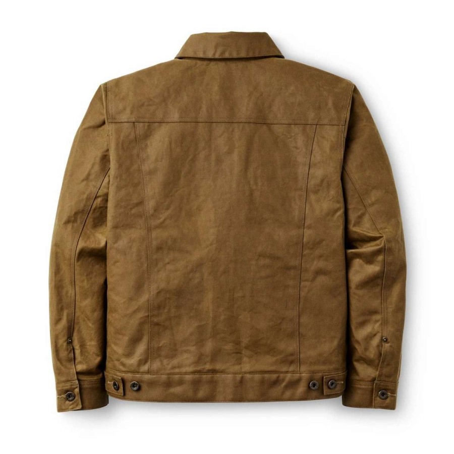 Mens * | Filson Corporation Filson Tin Cloth Short Lined Cruiser Jacket Dark Tan