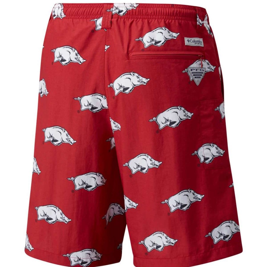 Mens * | Columbia Mens Collegiate Backcast Shorts- Arkansas Red Velvet