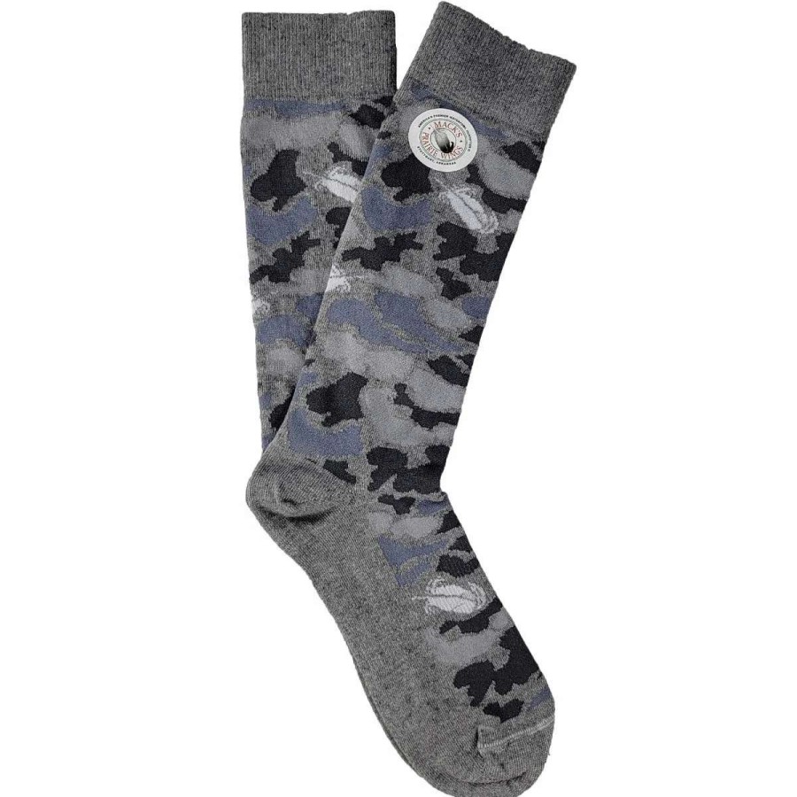 Mens * | Mack'S Prairie Wings Mpw Old School Camo Feather Socks Light Heather Gray