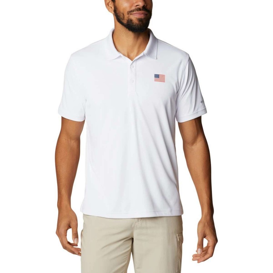 Mens * | Columbia Terminal Tackle Flag Polo Shirt White Usa Flag