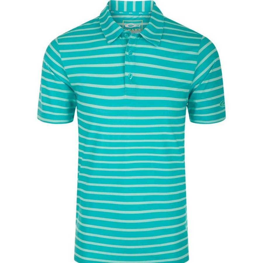 Mens * | Drake Waterfowl Systems Drake Performance Stretch Striped Polo