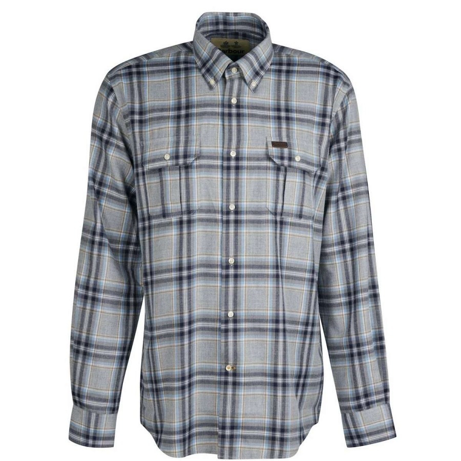 Mens * | Barbour Men'S Singsby Thermo Weave Shirt Grey