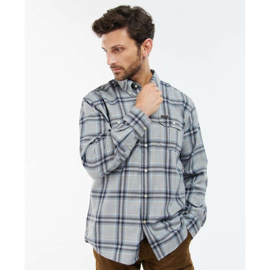 Mens * | Barbour Men'S Singsby Thermo Weave Shirt Grey