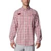 Mens * | Columbia Collegiate Super Tamiami Long Sleeve Shirt Arkansas Red Velvet