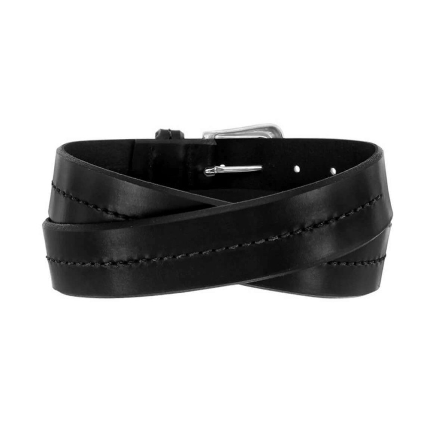 Mens * | Leegin Creative Leather Brighton Portland Black Leather Belt