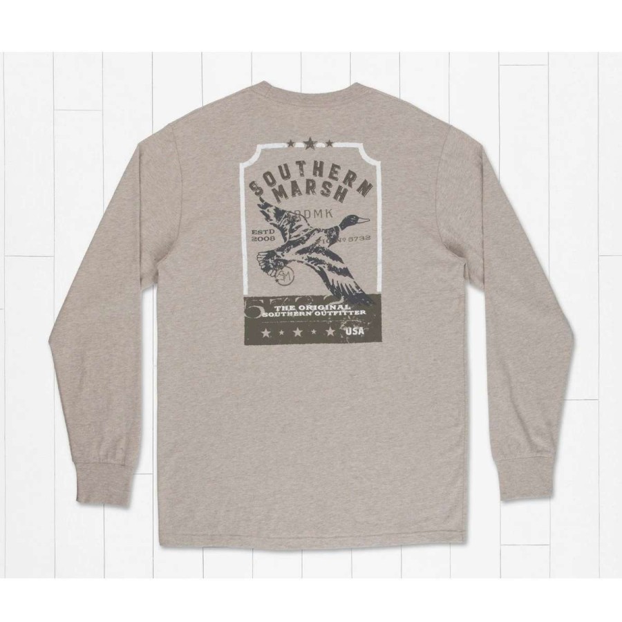 Mens * | Southern Marsh Vintage Tag Long Sleeve Tee Washed Burnt Taupe