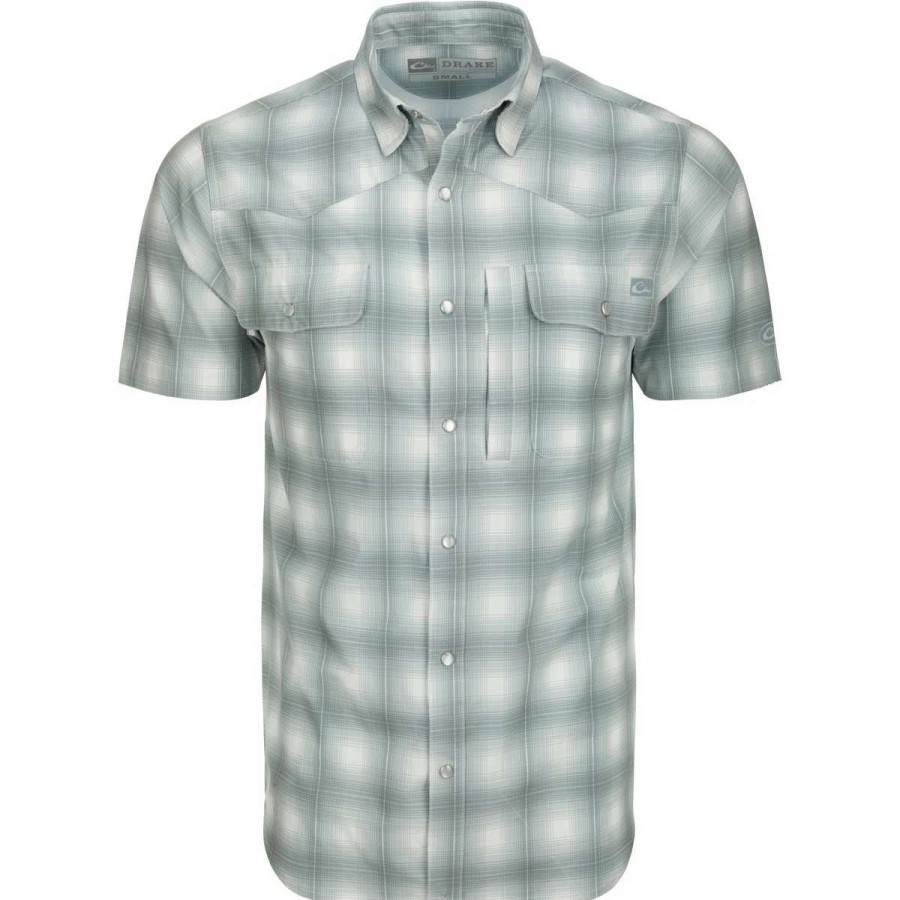 Mens * | Drake Waterfowl Systems Drake Cinco Ranch Western Plaid Short Sleeve Shirt