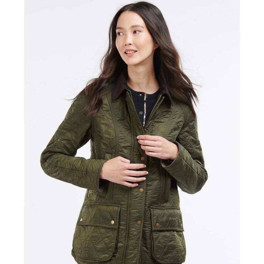 Womens * | Barbour Women'S Beadnell Polarquilt Jacket Olive