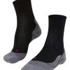 Running * | Falke Usa Falke Women'S Ru4 Wool Running Socks Gry/Blk