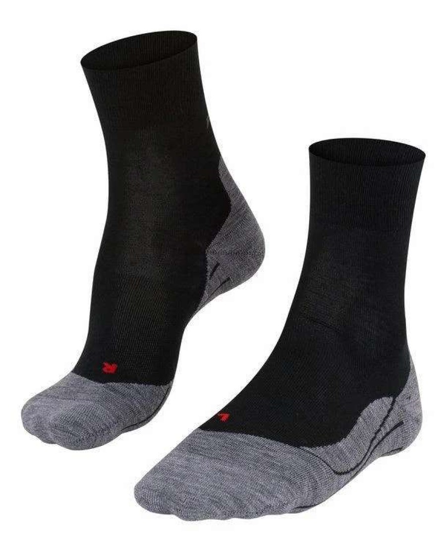 Running * | Falke Usa Falke Women'S Ru4 Wool Running Socks Gry/Blk