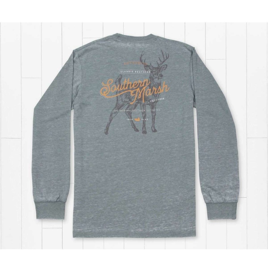 Mens * | Southern Marsh Seawash Long Sleeve Tee Deer Burnt Sage