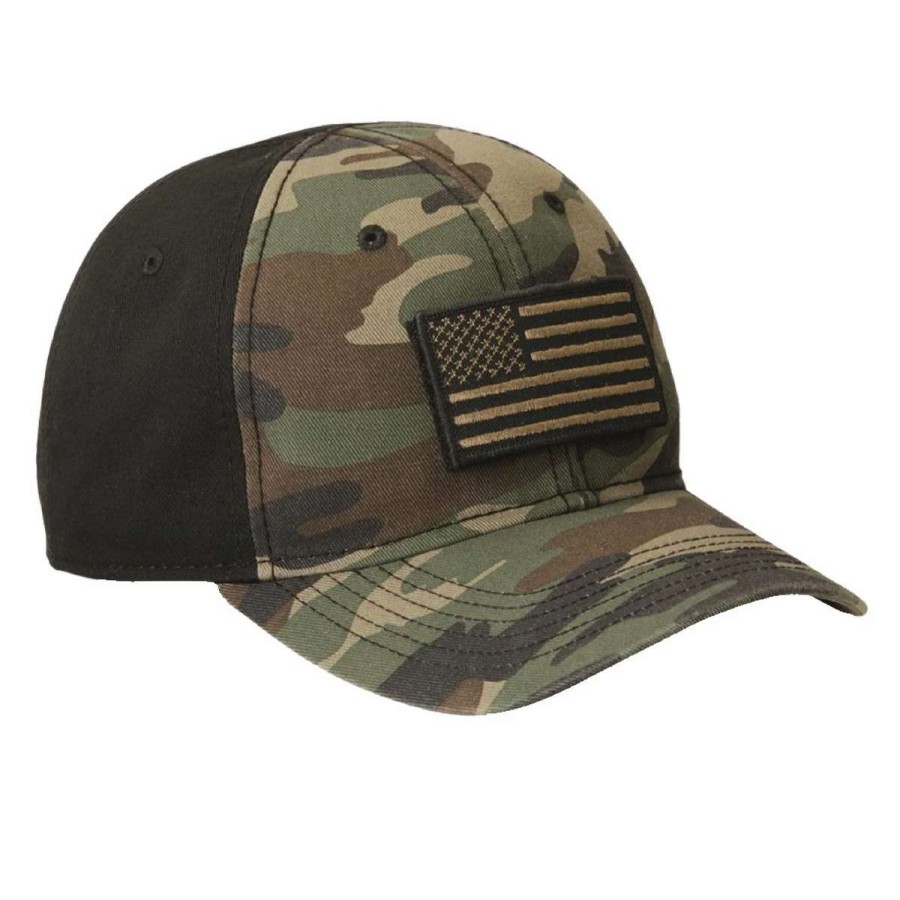 Mens * | Mack'S Prairie Wings Mpw Dri-Duck Camo Flag Patch Cap Green Camo Black