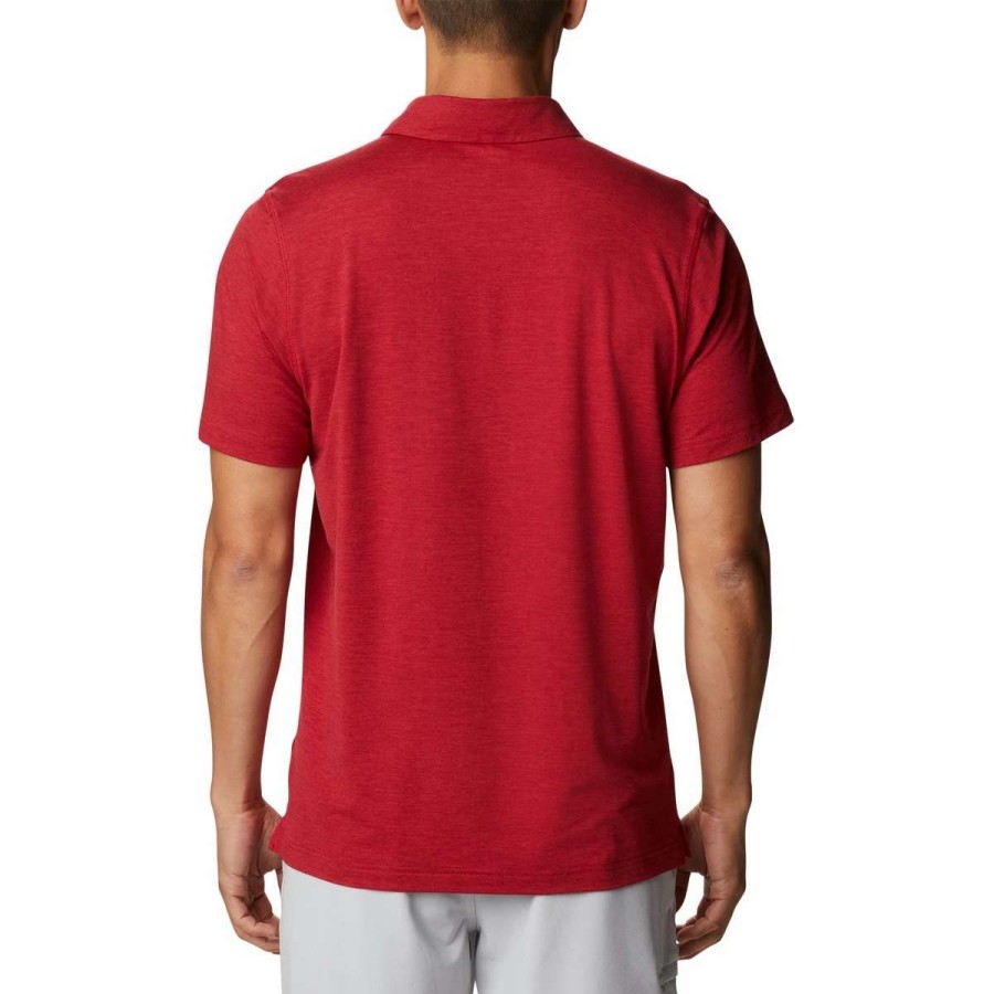 Mens * | Columbia Collegiate Tech Trail Polo Arkansas Red Velvet