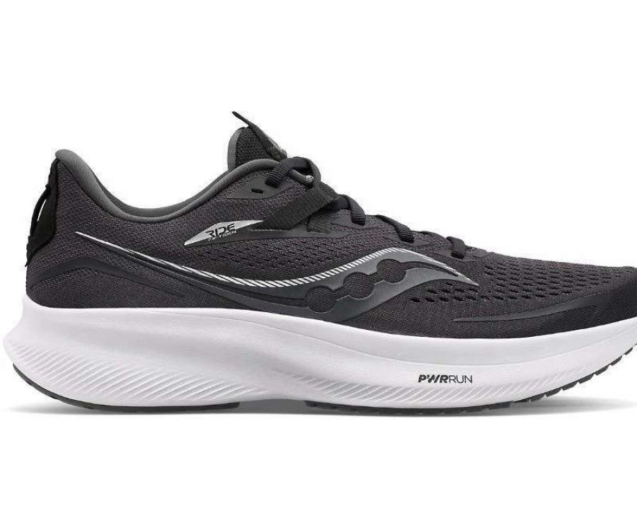 Running * | Saucony Ride 15 (Wide) Black/White