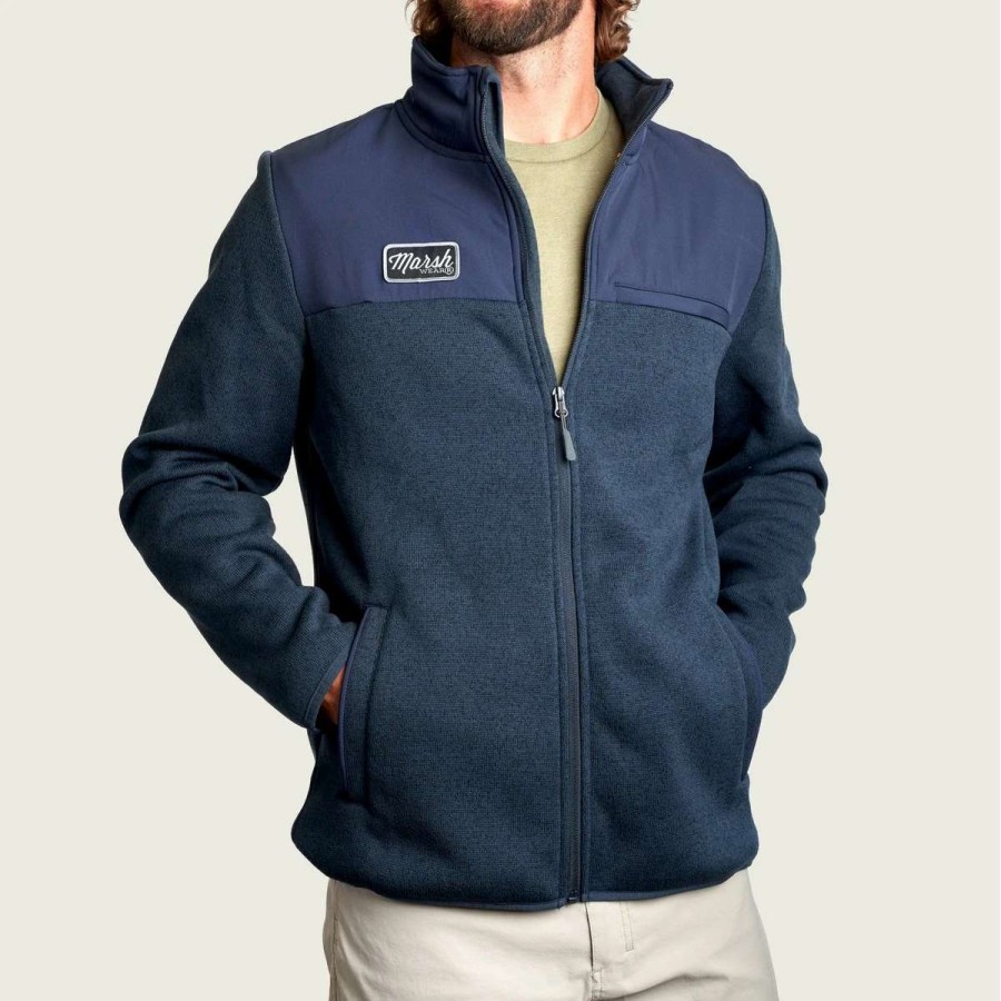 Mens * | Marsh Wear Big Bay Fleece Jacket Navy Heather