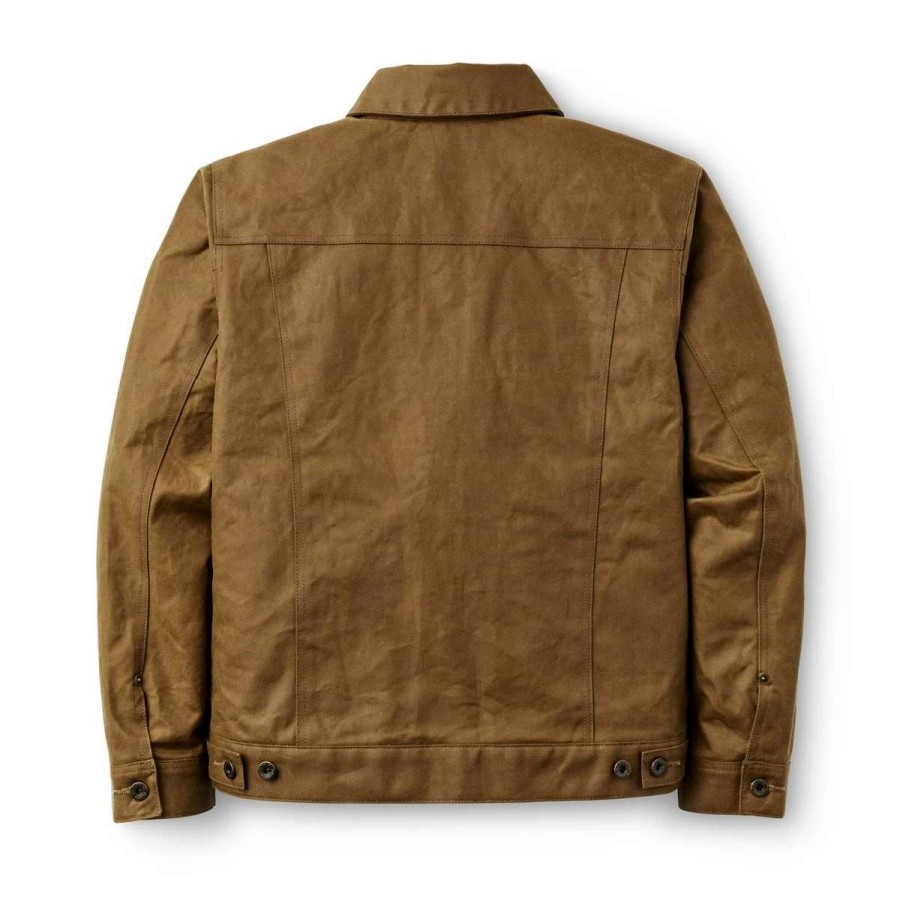 Mens * | Filson Corporation Filson Tin Cloth Short Lined Cruiser Jacket Dark Tan