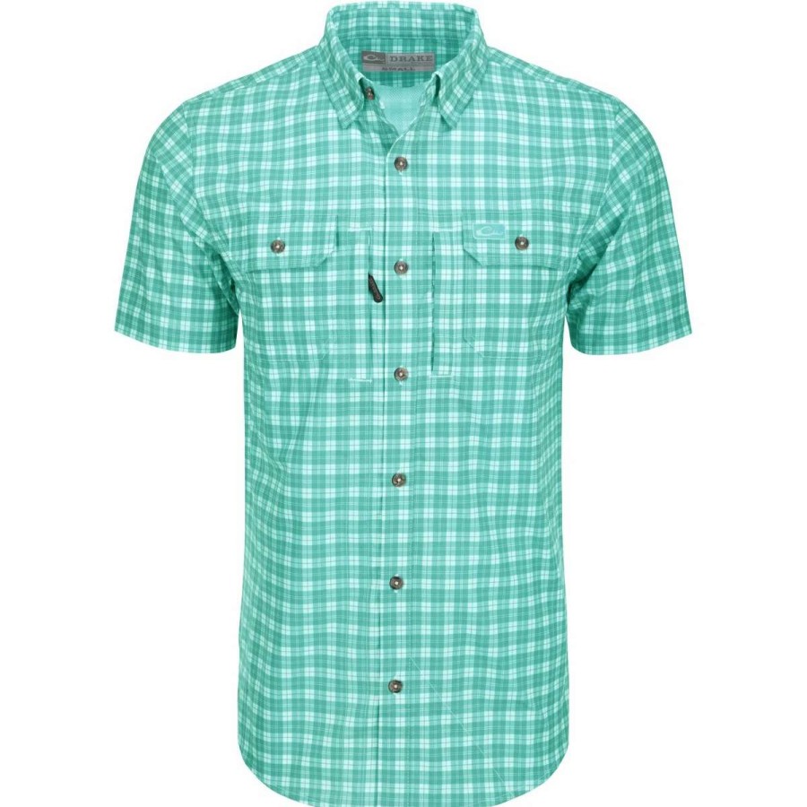 Mens * | Drake Waterfowl Systems Drake Hunter Creek Check Plaid Short Sleeve Shirt