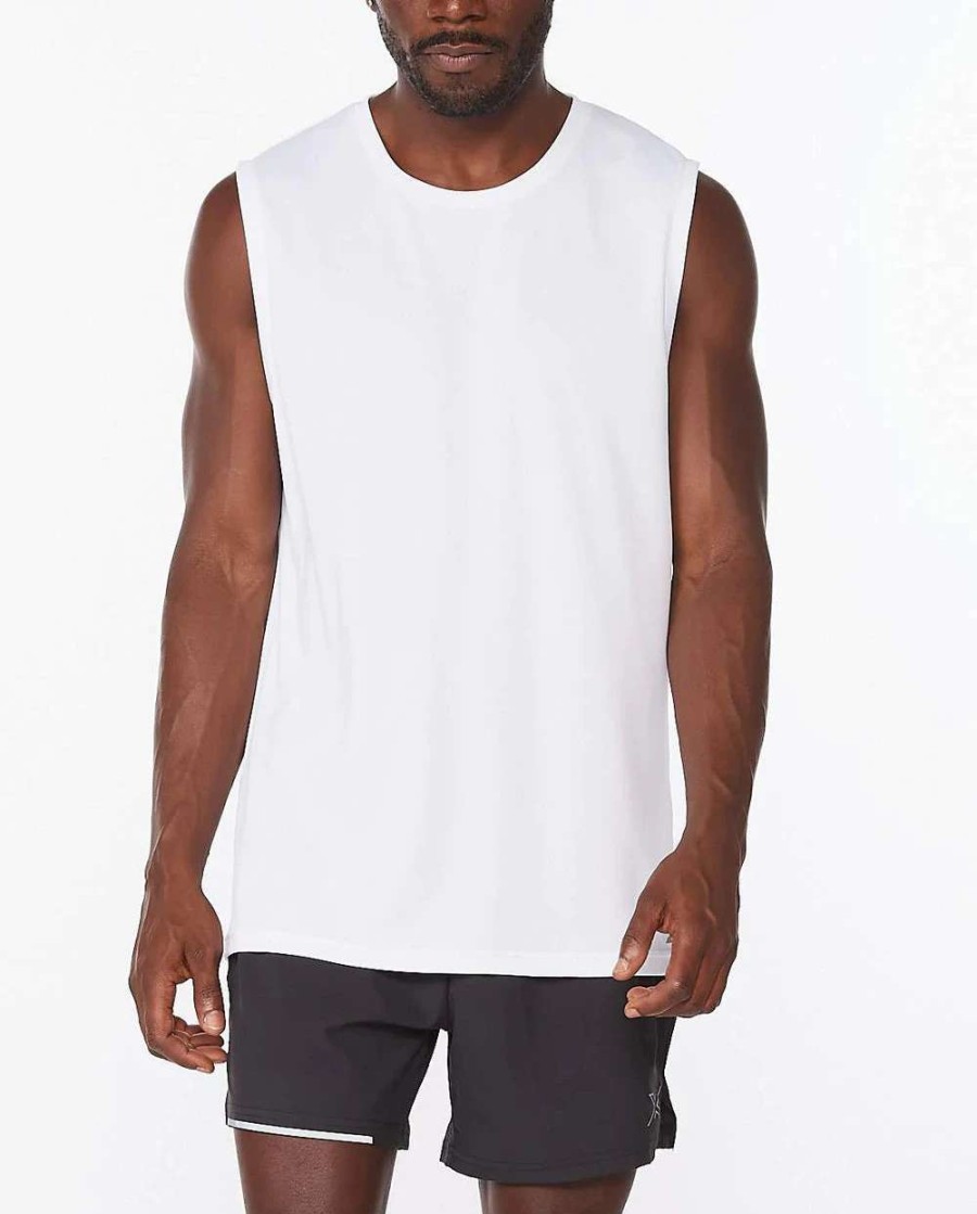 Running * | 2Xu Men'S Aero Tank Wht/Slv Refl