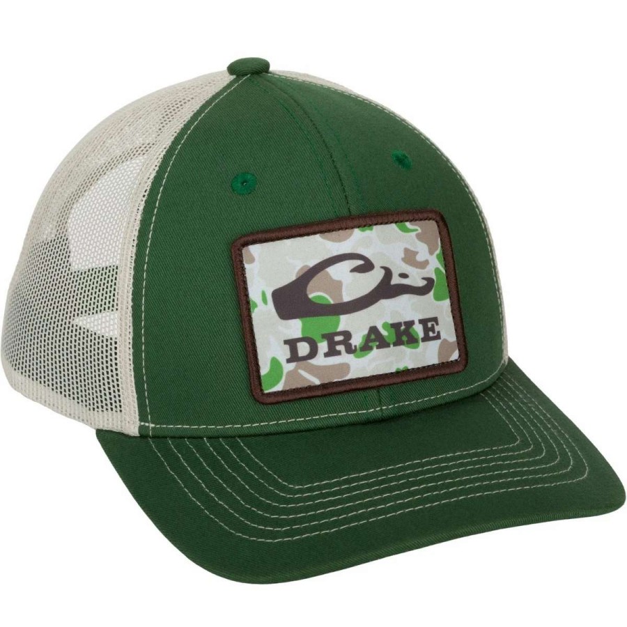 Mens * | Drake Waterfowl Systems Drake Old School Patch Mesh Back Cap