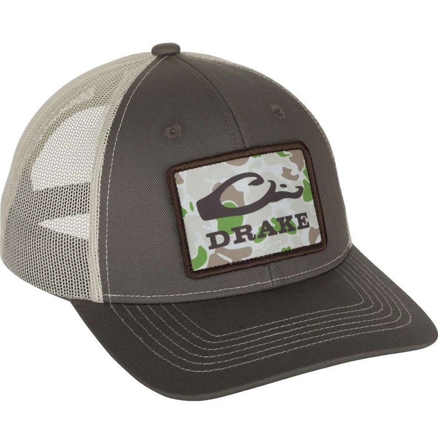 Mens * | Drake Waterfowl Systems Drake Old School Patch Mesh Back Cap