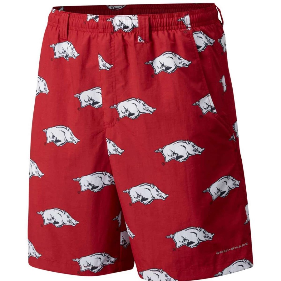 Mens * | Columbia Mens Collegiate Backcast Shorts- Arkansas Red Velvet