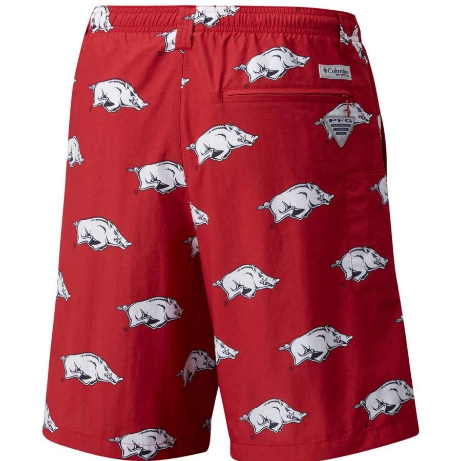 Mens * | Columbia Mens Collegiate Backcast Shorts- Arkansas Red Velvet