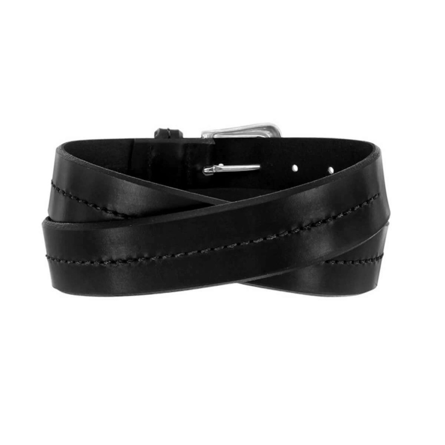 Mens * | Leegin Creative Leather Brighton Portland Black Leather Belt