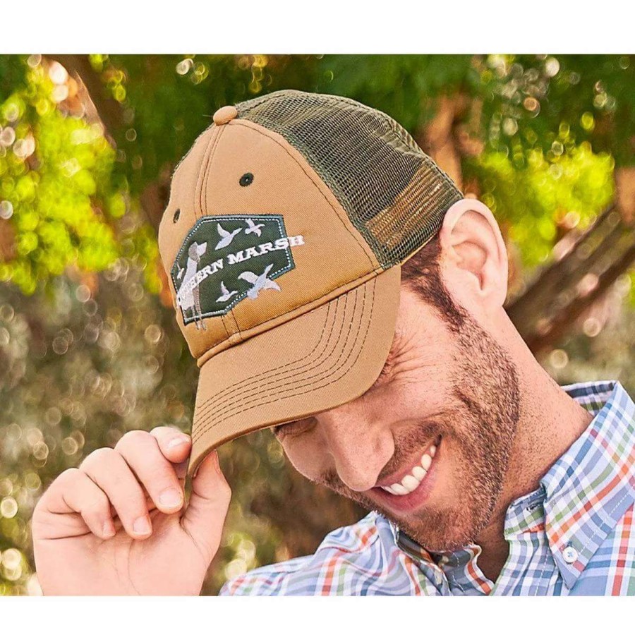 Mens * | Southern Marsh Trucker Hat Hunting Dog Khaki